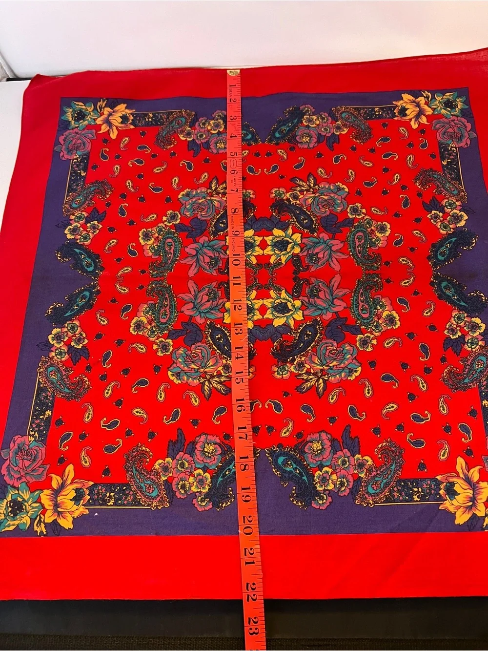 VTG Cotton USA 13960 Bandana Red Floral Paisley